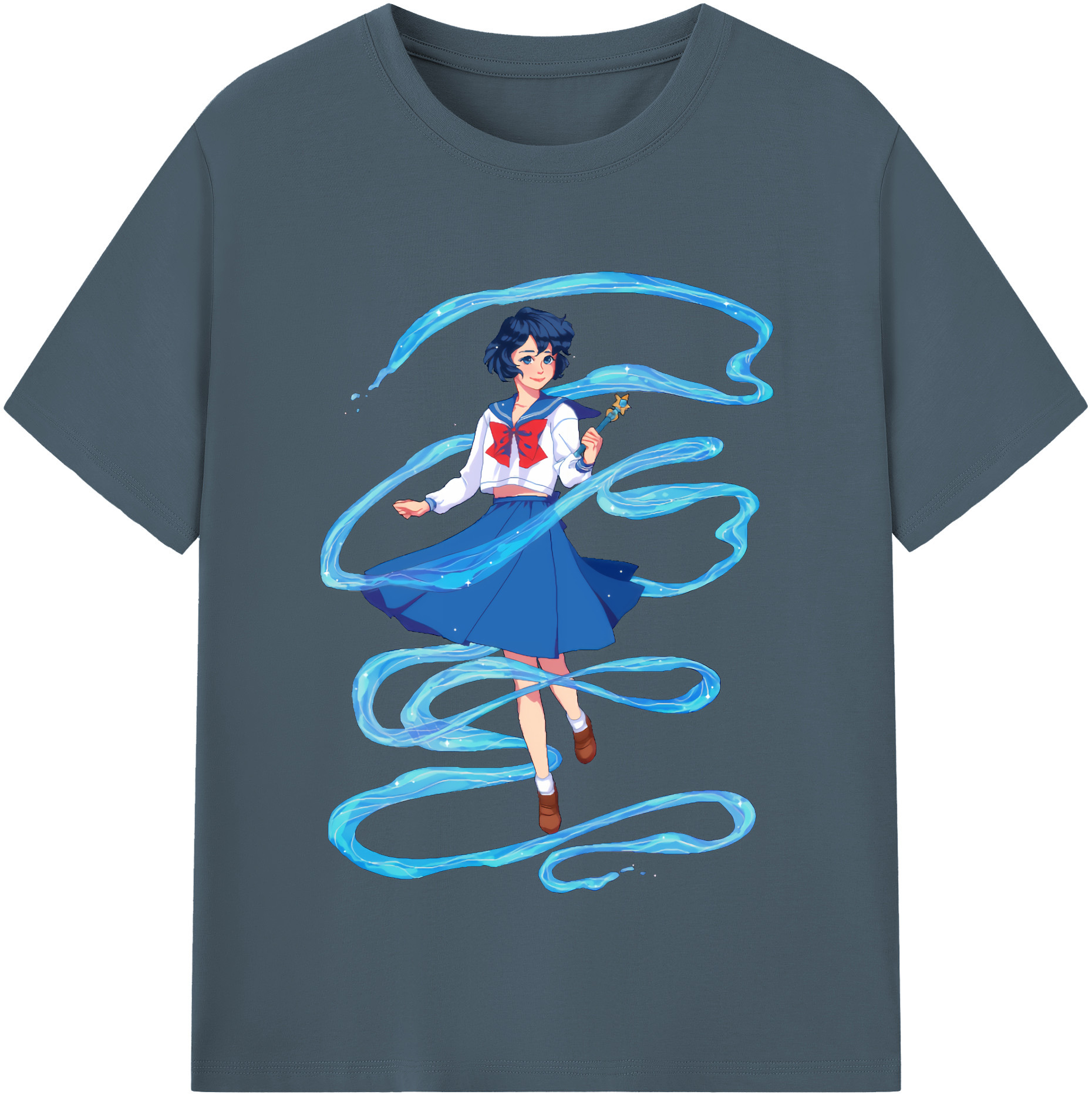 （画像用） 美少女戦士セーラームーン 水野 亜美 みずの あみ Sailor Moon Mizuno Ami 綿100％半袖Tシャツ（フロントプリント）